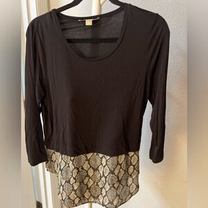 Michael Kors Black and Snake Print Blouse size S